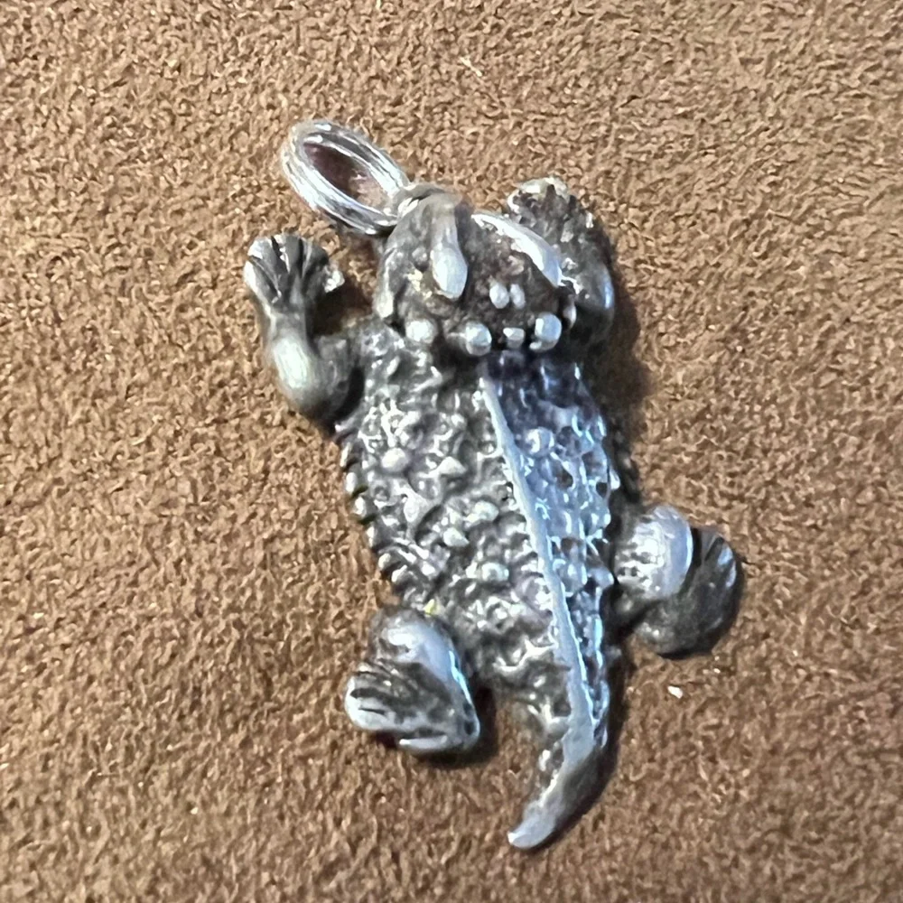 Silver-Tone Horned Lizard Keychain Charm for Reptile Lovers